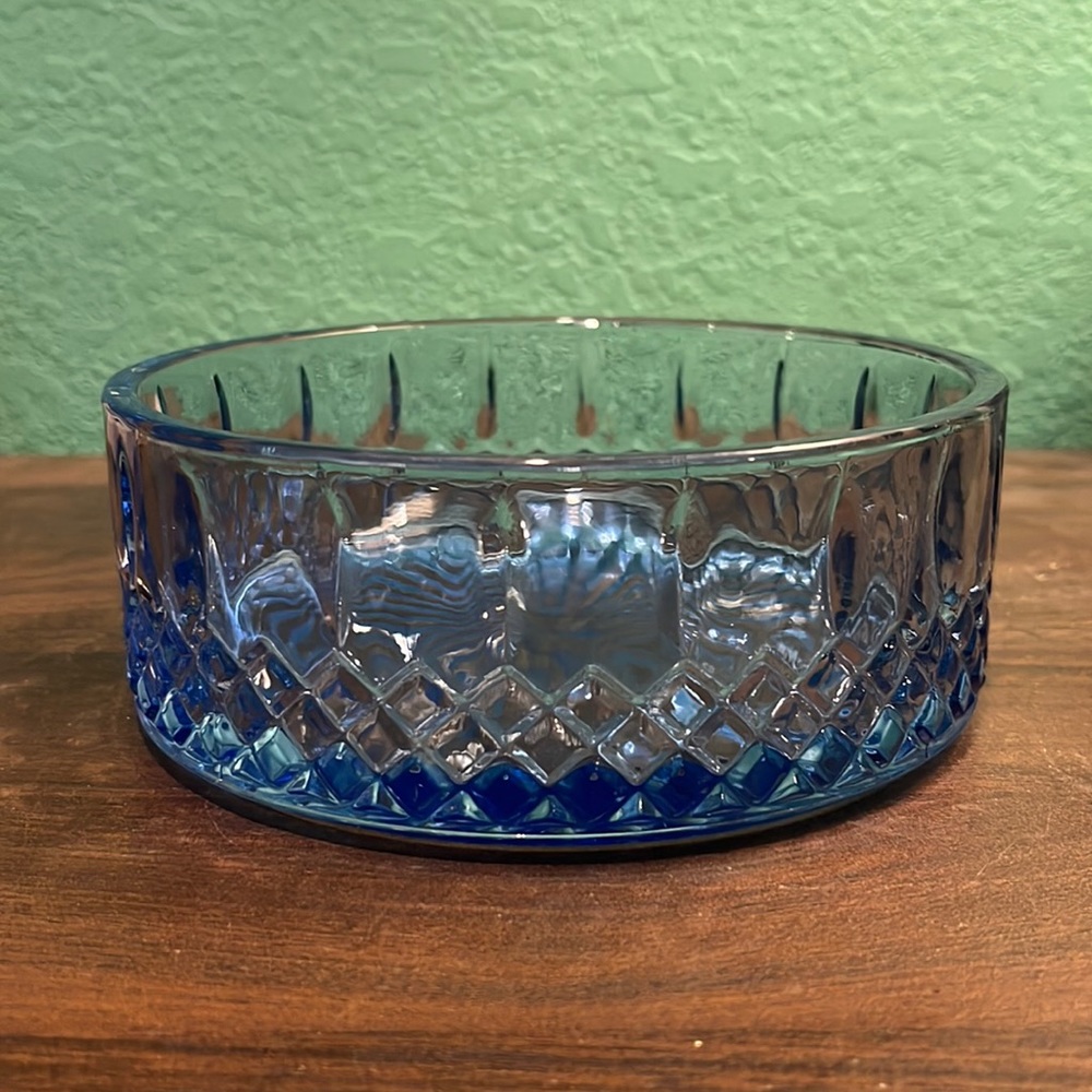 Vintage blue glass candy bowl